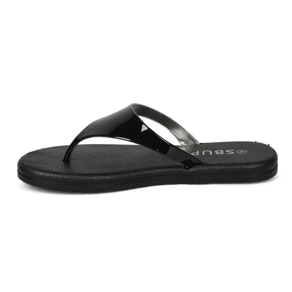 Alrisco Metallic Triangle Thong Flatform T-Strap Spring Summer Sandals - Picture 4 of 6